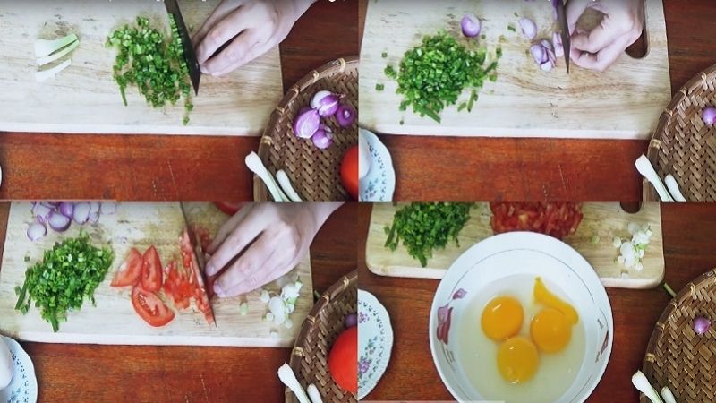 cách làm trứng chiên cà chua